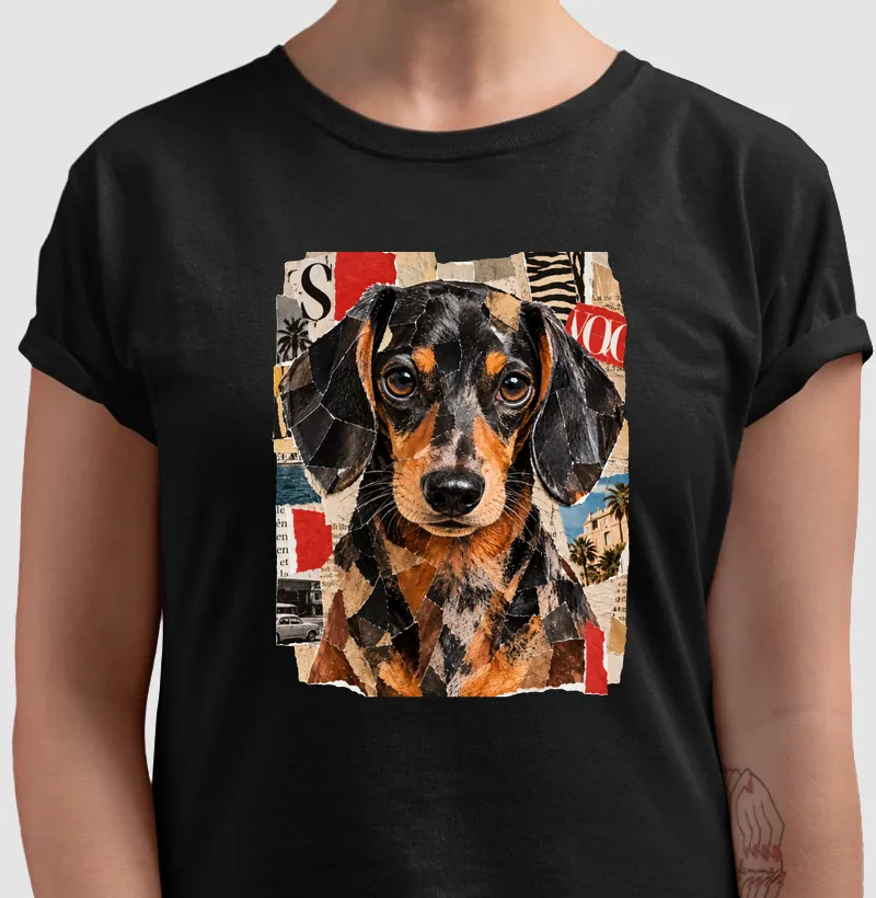 Dachshund Magazine Collage - Camiseta