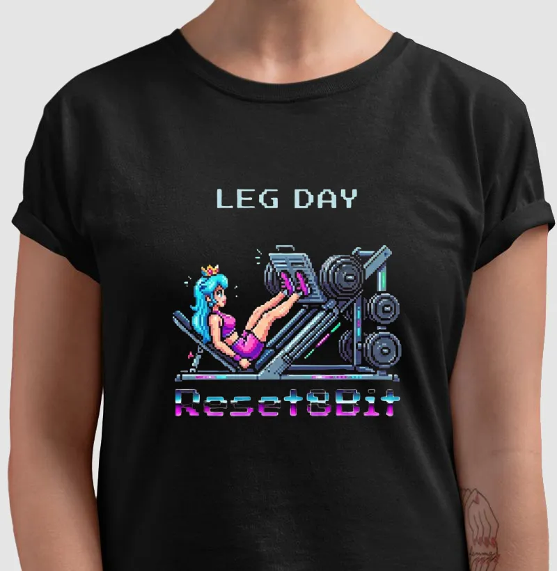 Camiseta Leg Day Reset8Bit