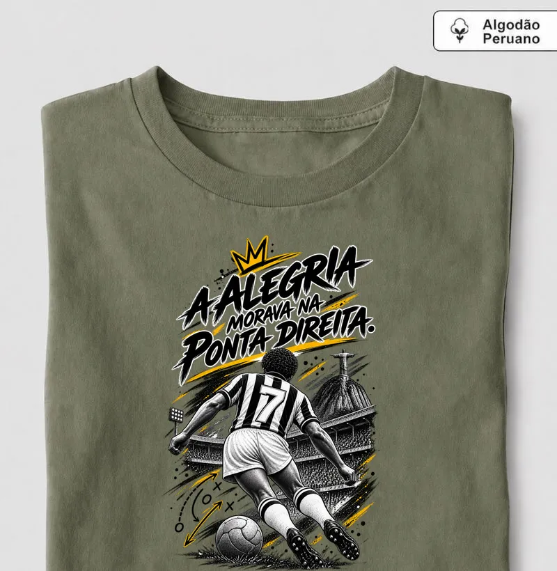 Alvinegros - O 7 que morava na ponta direita. - Camiseta Algodão Peruano