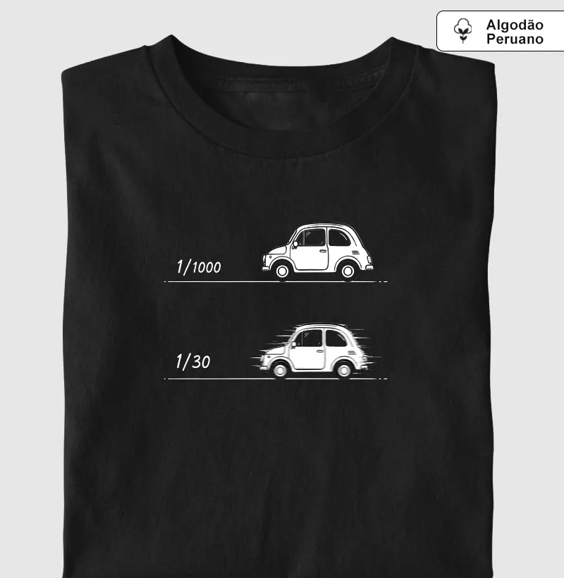 Velocidade - Carro Branco - Camiseta Algodão Peruano