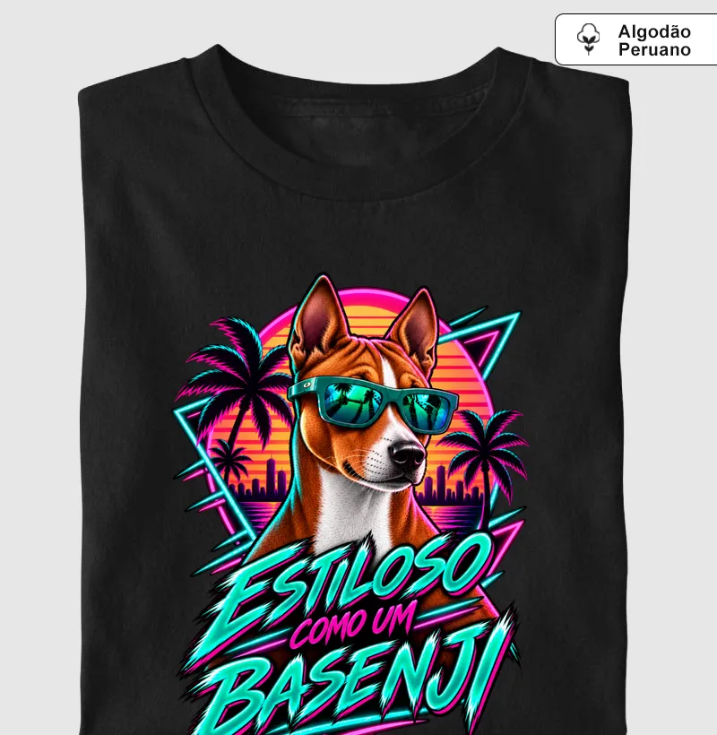 Estilso como um Basenji - Camiseta Algodão Peruano