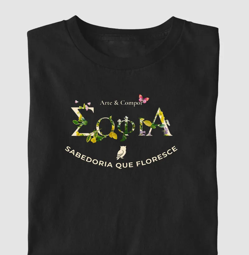 Camiseta SABEDORIA FLORESCENTE | Coleção Autoral Arte & Compor