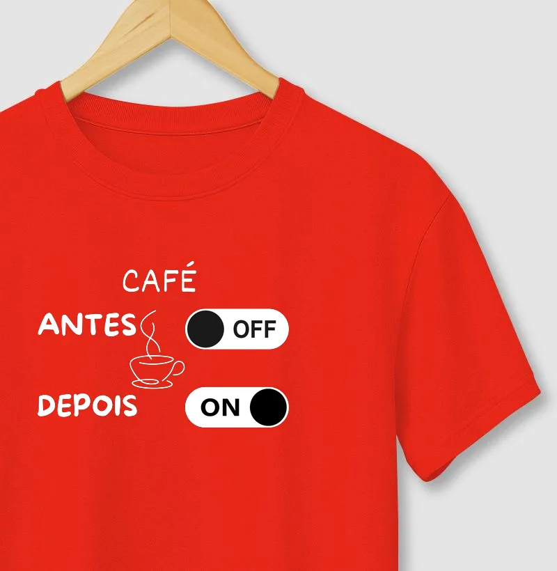 Camiseta cafe antes e depois