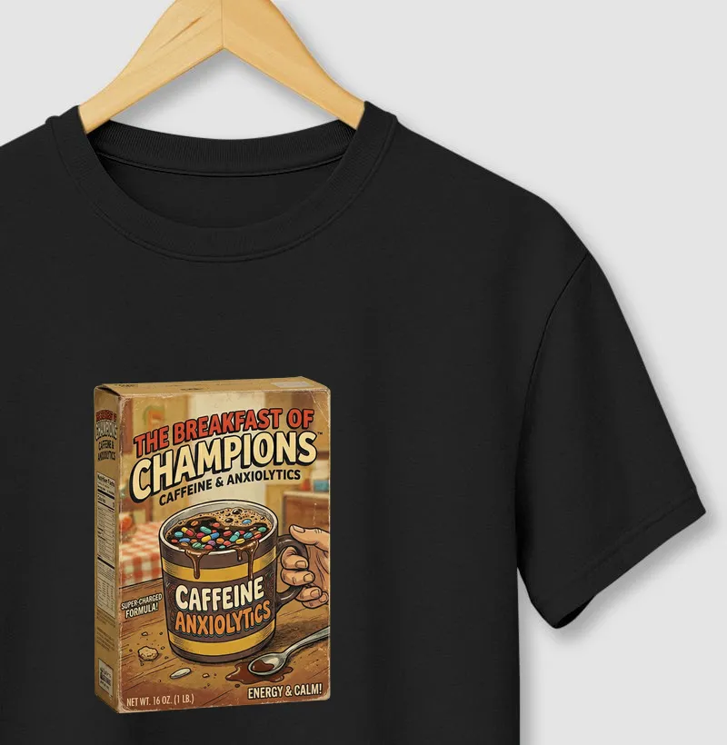 Camiseta Breakfast of Champions – Caffeine & Anxiolytics | No Plan Club