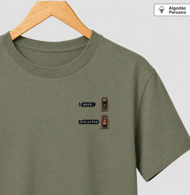 SOFÁ OFF • JIU-JITSU ON - Camiseta Algodão Peruano