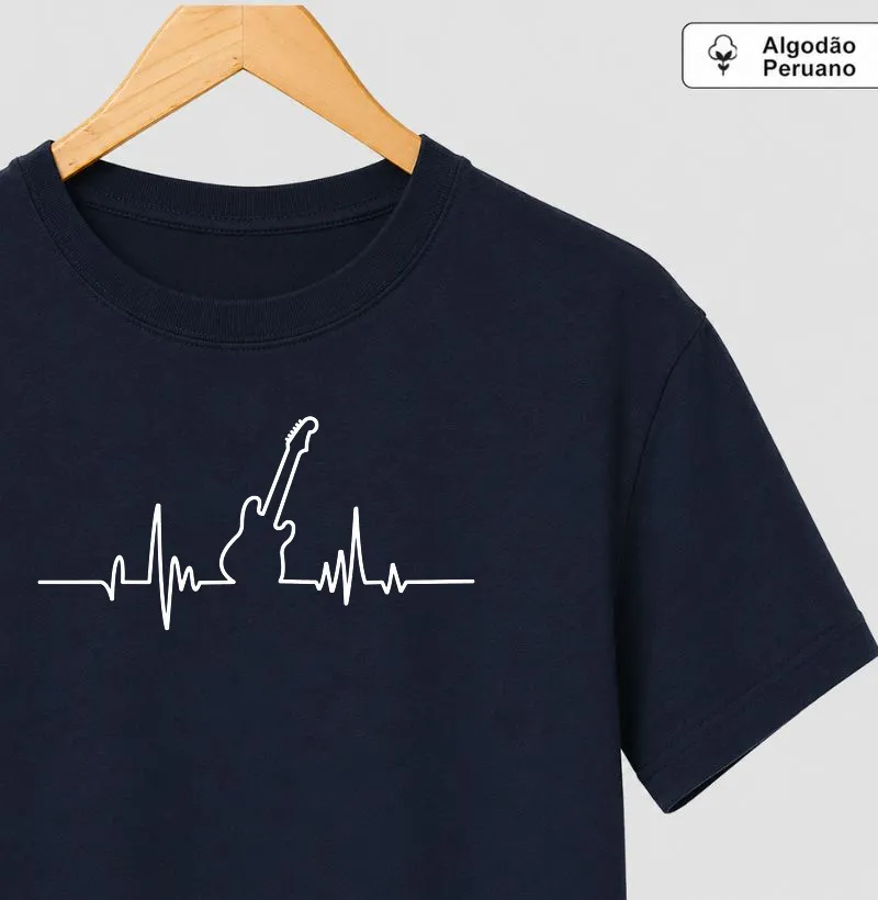 Batimentos em guitarra strato - Camiseta Algodão Peruano