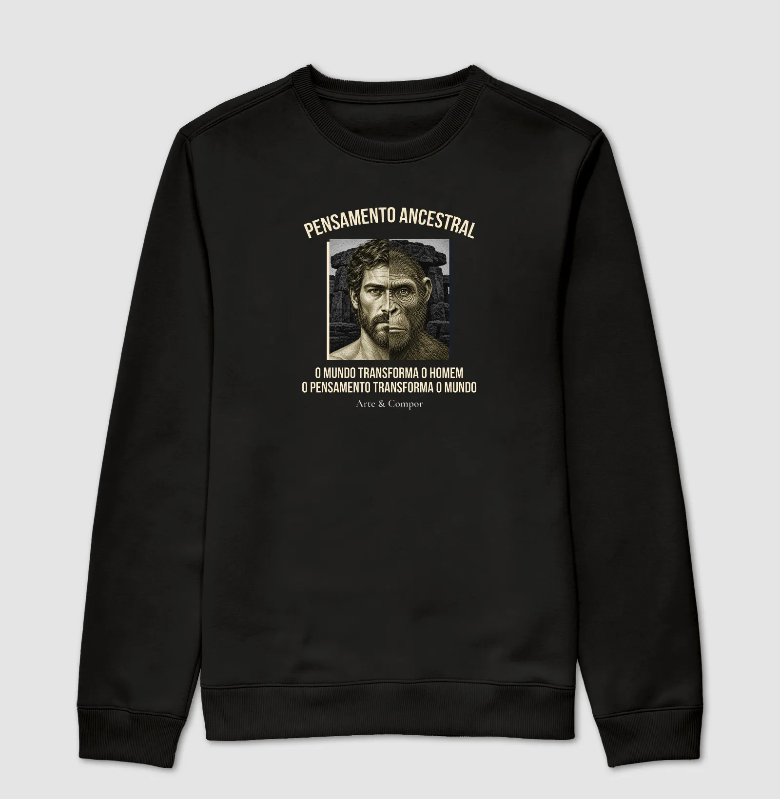 "Camiseta O Pensamento Ancestral — O mundo transforma o homem, o pensamento transforma o mundo" - Imagem 5