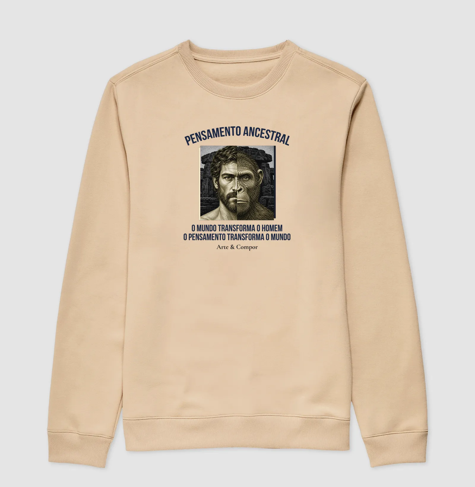 "Camiseta O Pensamento Ancestral — O mundo transforma o homem, o pensamento transforma o mundo" - Imagem 7