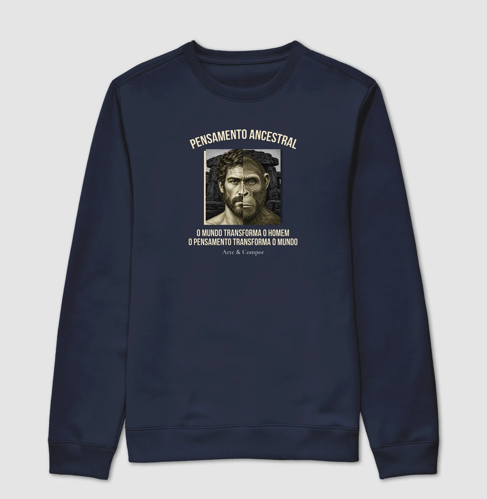 "Camiseta O Pensamento Ancestral — O mundo transforma o homem, o pensamento transforma o mundo" - Imagem 6