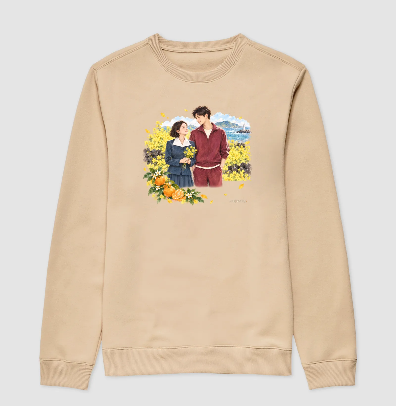 Moletom Entre Tangerinas e Primaveras | Camiseta Dorama em Aquarela - Imagem 3