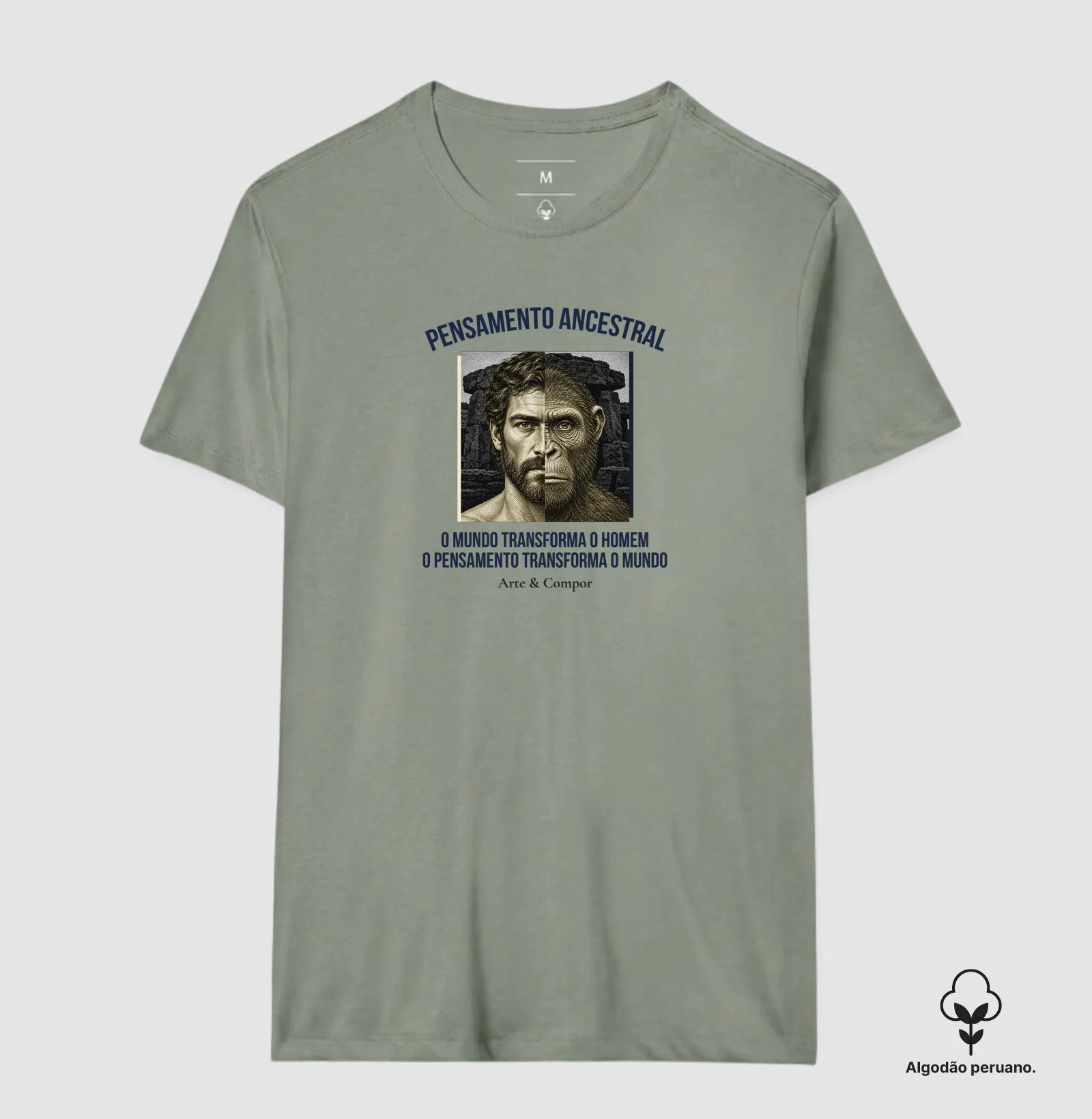 "Camiseta O Pensamento Ancestral — O mundo transforma o homem, o pensamento transforma o mundo." - Imagem 12