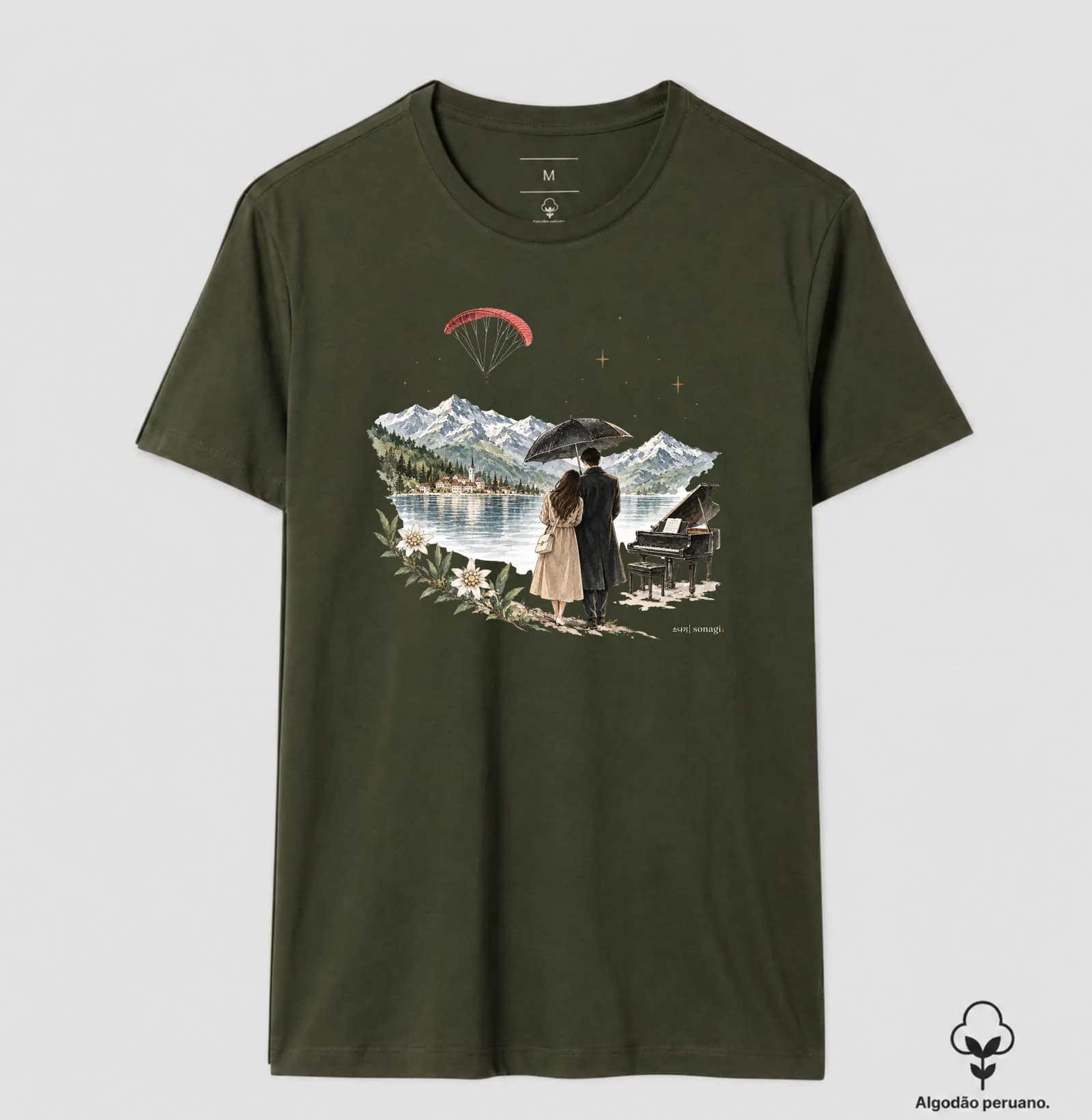 Camiseta Premium - Dorama - Piano, Suiça, parapente - Imagem 3