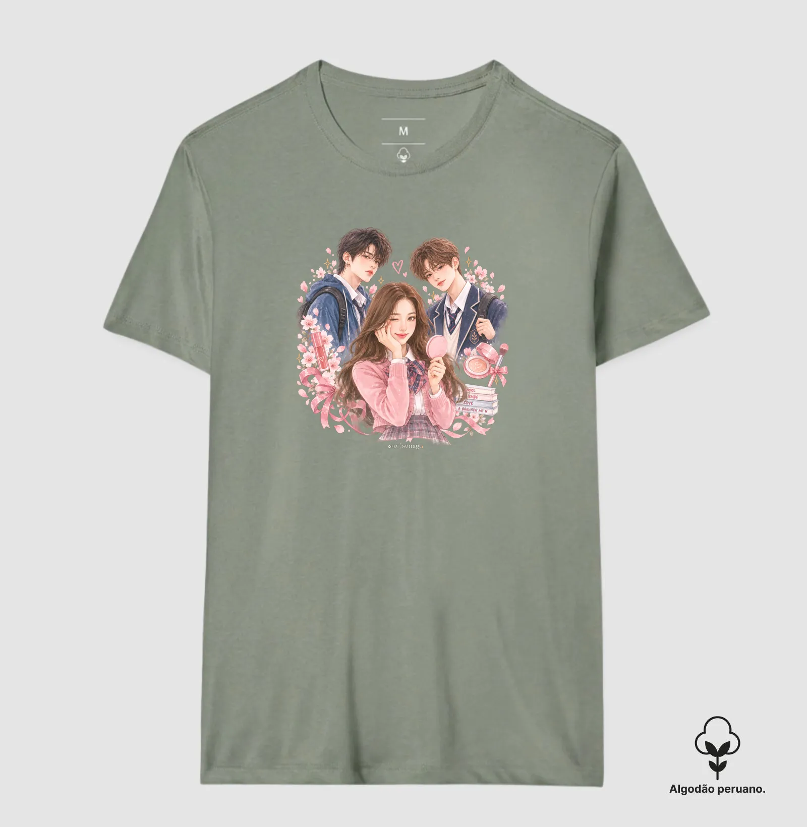Camiseta Premium Beleza | Romance Escolar em Aquarela - Imagem 9