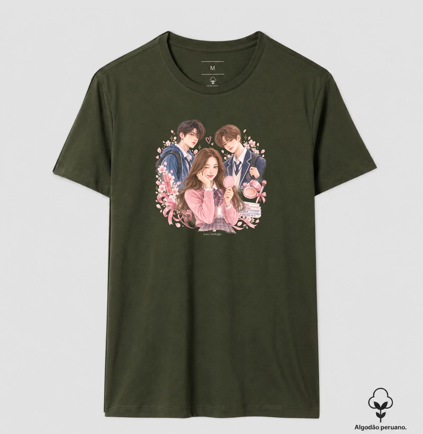 Camiseta Premium Beleza | Romance Escolar em Aquarela - Imagem 7