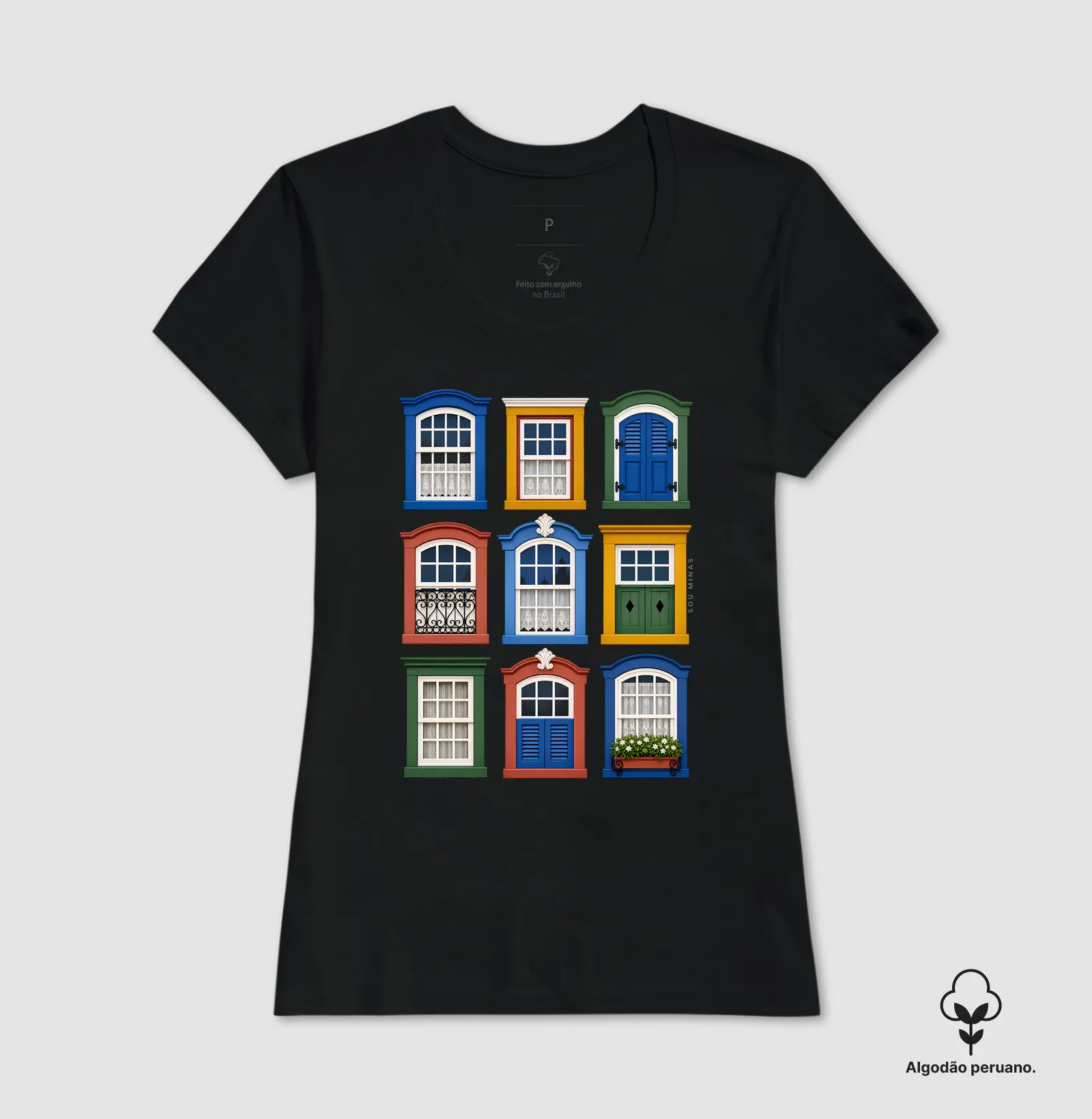 Camiseta Janelas de Minas | Arquitetura Colonial | Charme das Gerais - Algodão Peruano - Imagem 7