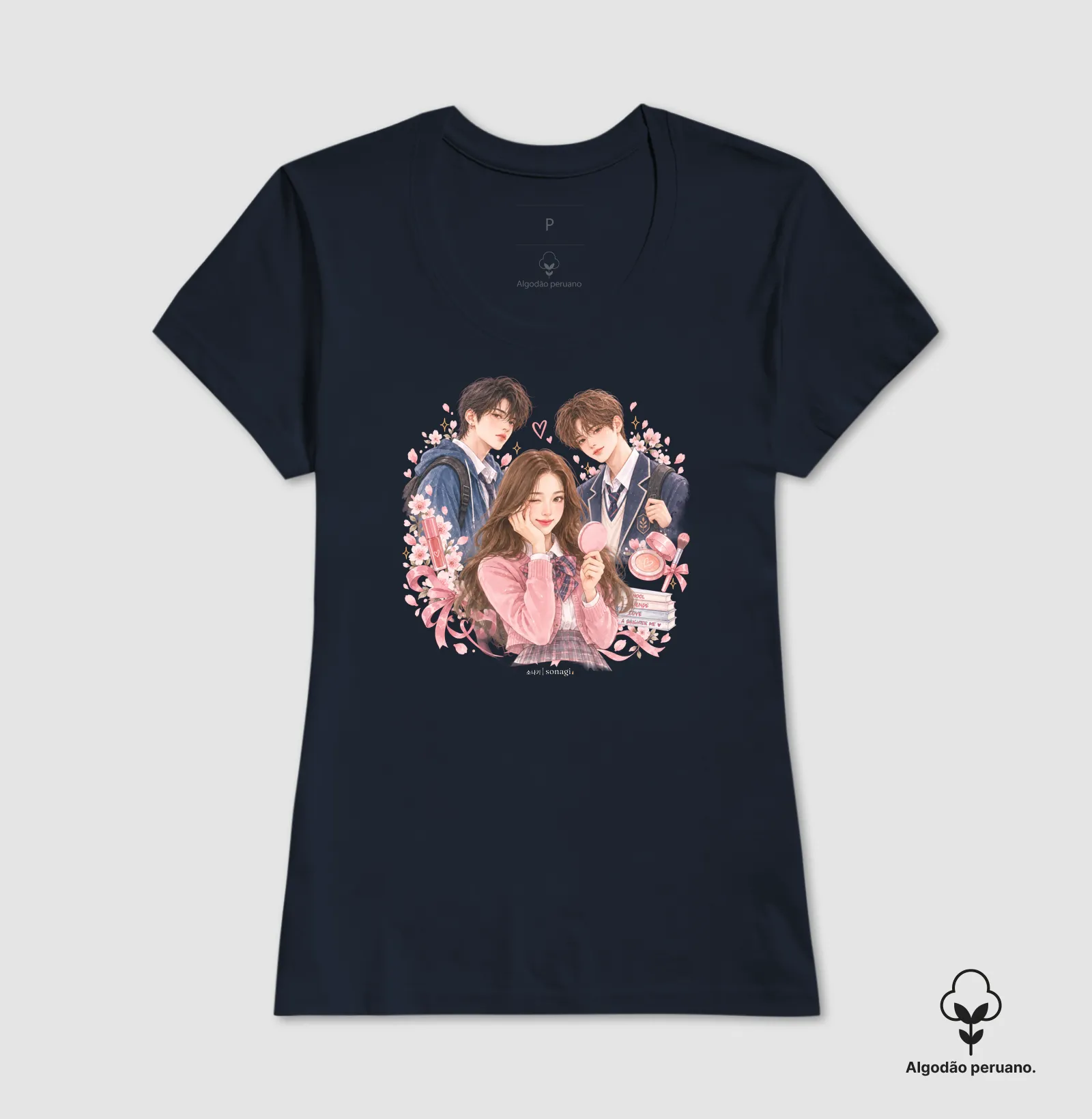 Camiseta Premium Beleza | Romance Escolar em Aquarela - Imagem 8