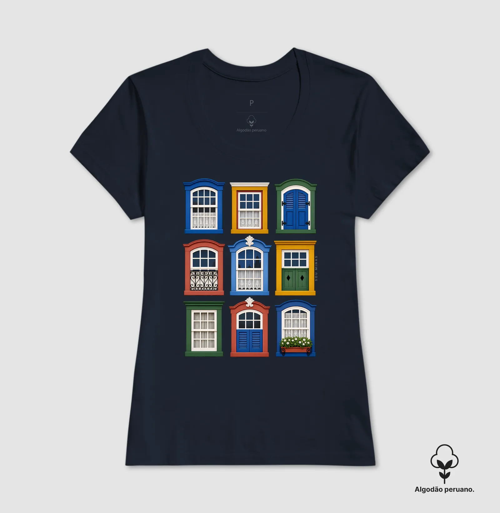 Camiseta Janelas de Minas | Arquitetura Colonial | Charme das Gerais - Algodão Peruano - Imagem 6