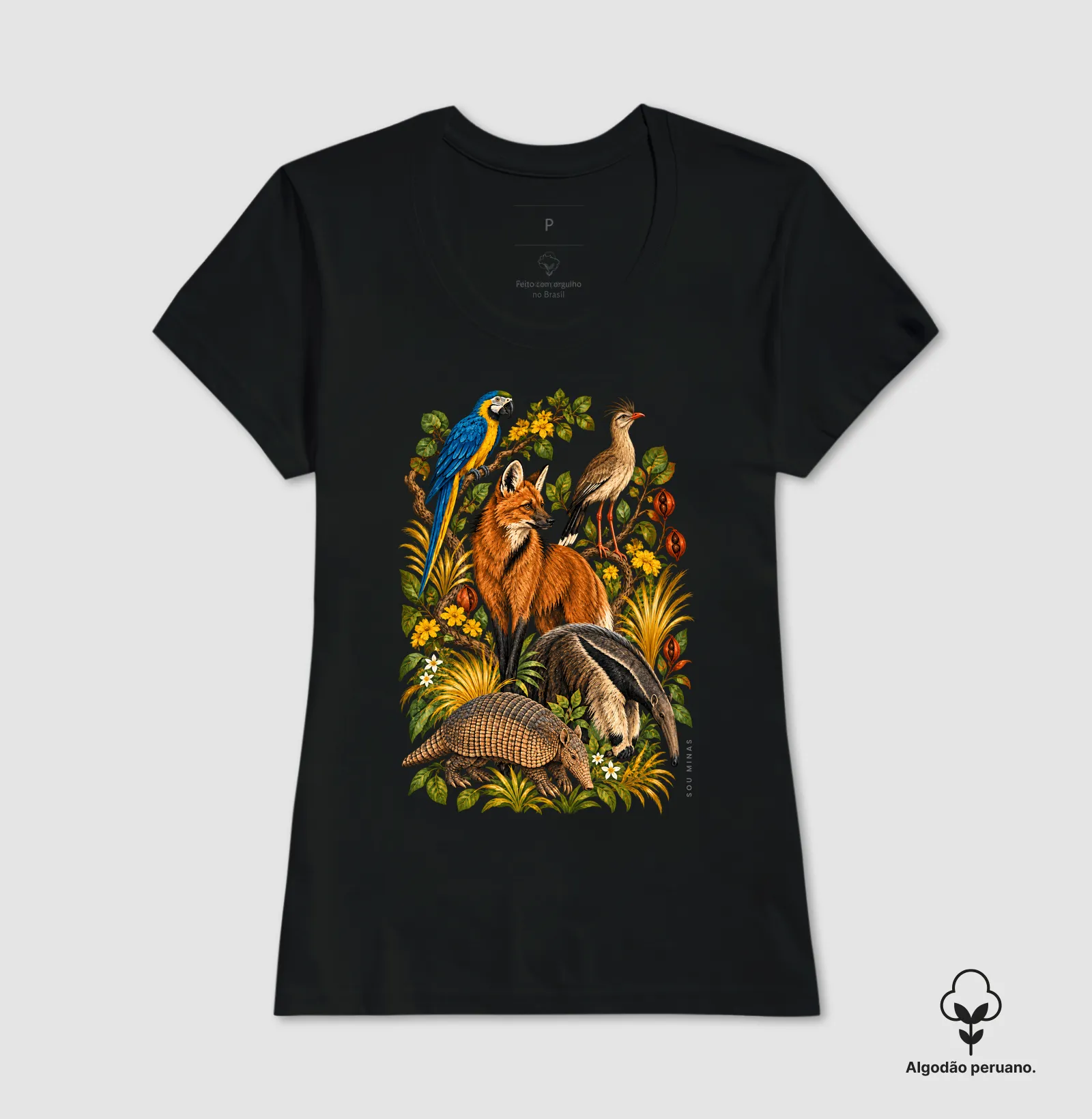 Camiseta Fauna de Minas | Animais do Cerrado | Natureza das Gerais - Algodão Peruano - Imagem 5