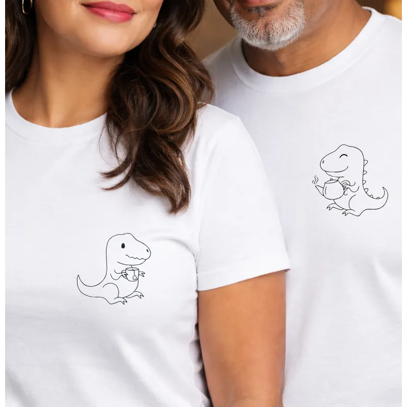 Kit Camiseta Casal Dinos do Chá