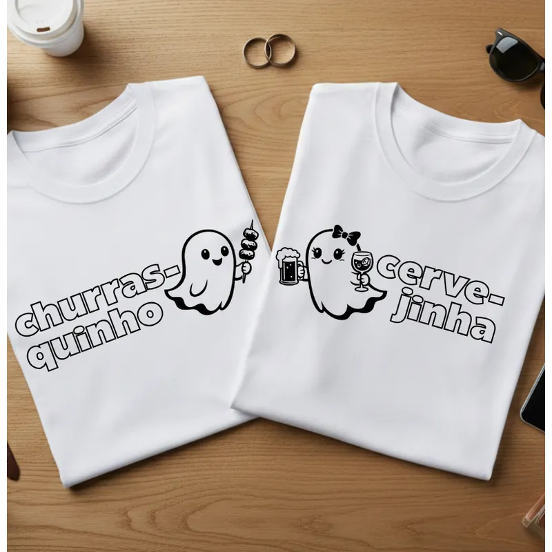 Kit Camiseta Casal Churrasquinho e Cervejinha