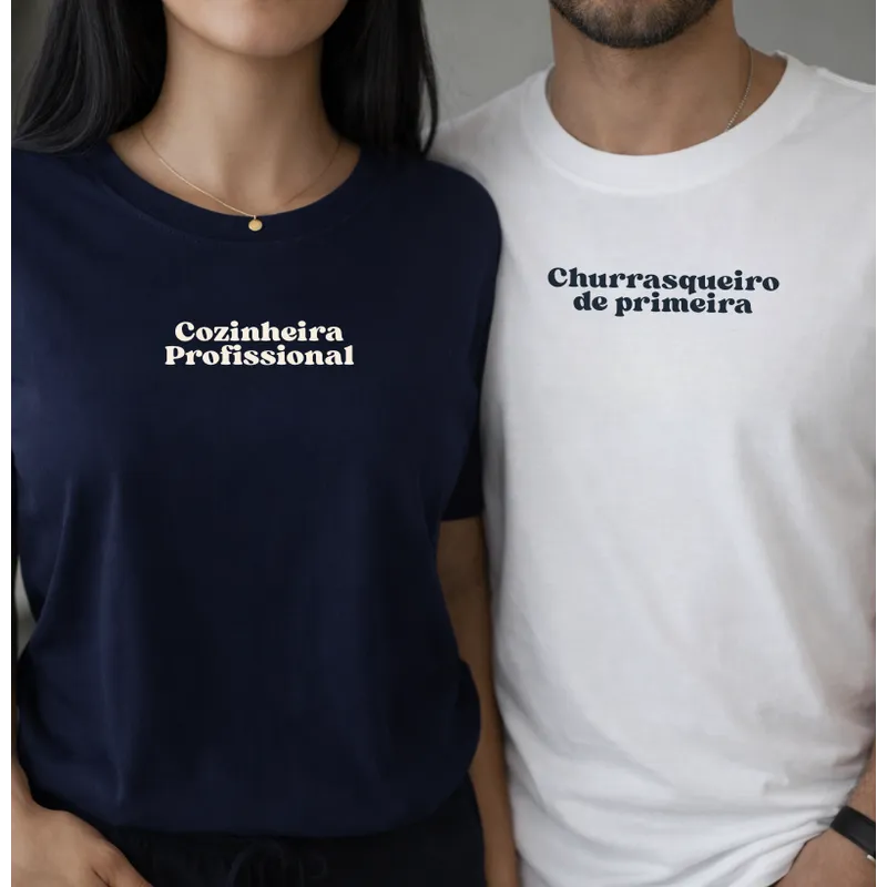 Kit Camiseta Casal Cozinheira Profissional e Churrasqueiro de Primeira