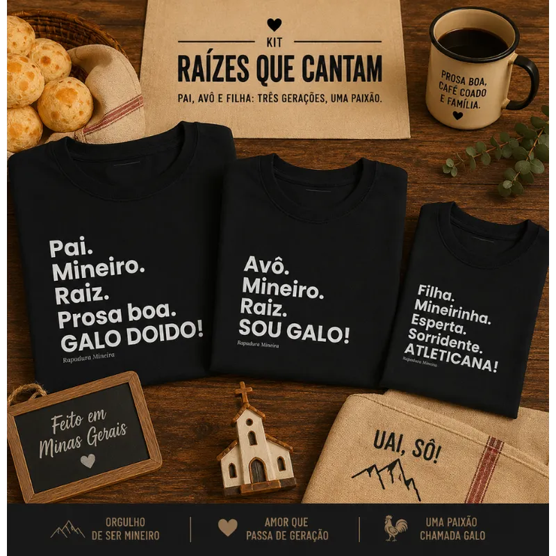 Kit raízes que cantam. Três gerações, uma paixão.
